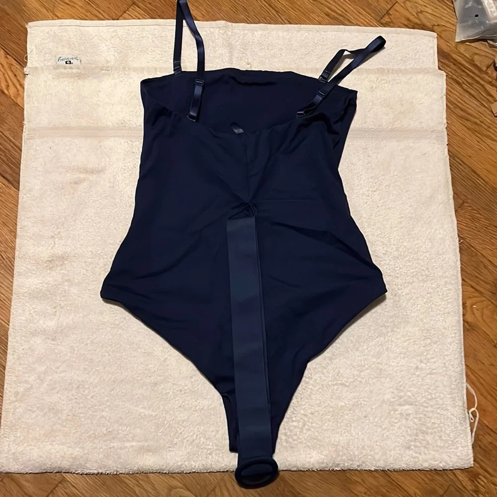 Women’s Navy One-Piece Swim Suit with Ring Accent
